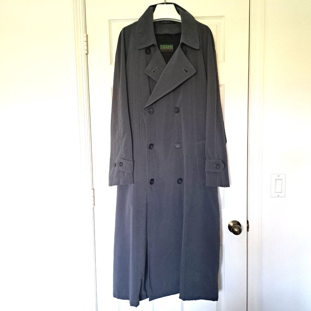 Vintage Chaps Ralph Lauren Gray Overcoat Removable Zip Wool Liner Big & Tall 46R